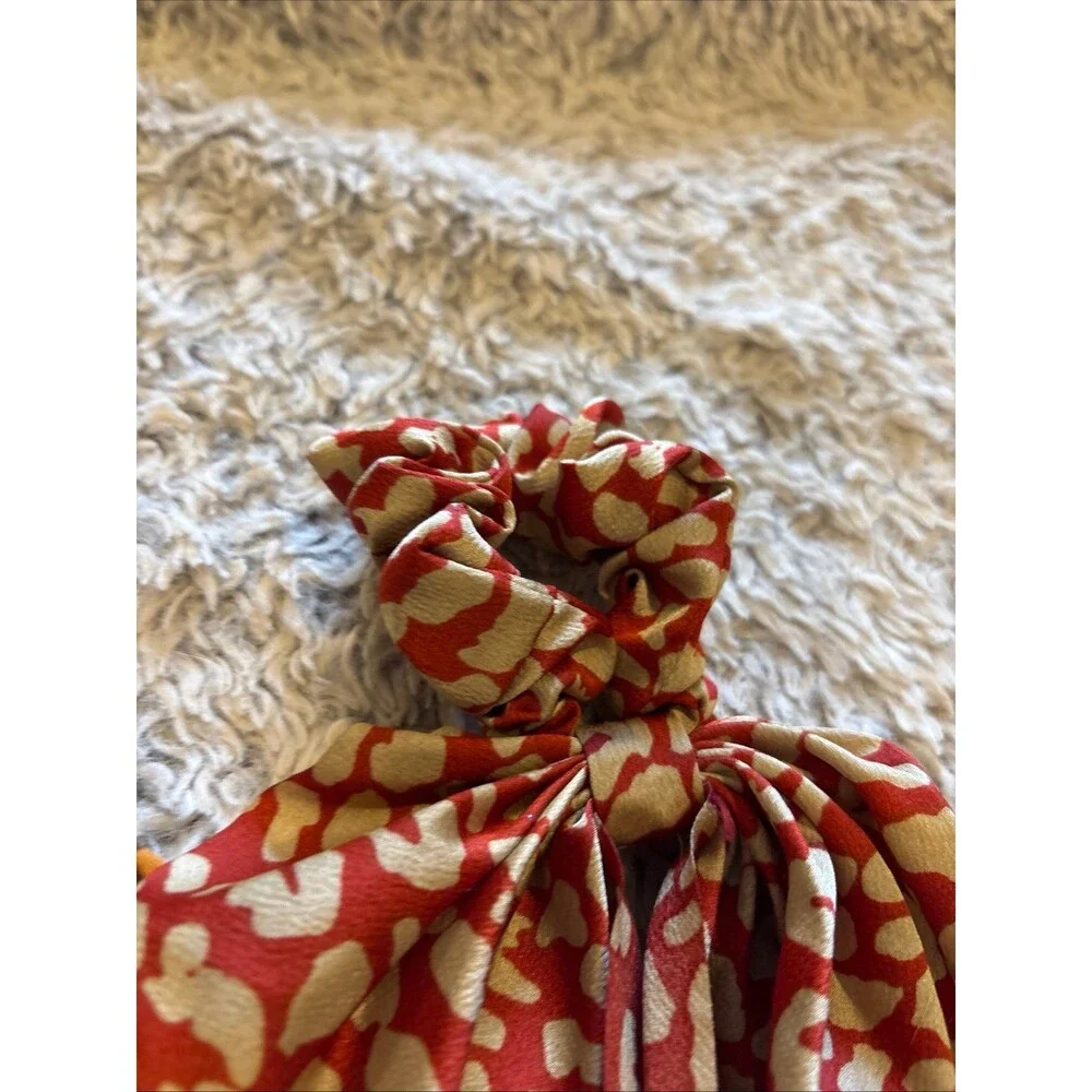 Leopard Scarf Scrunchies Women OS Brown‎ Red Excellent 2 Pack Animal